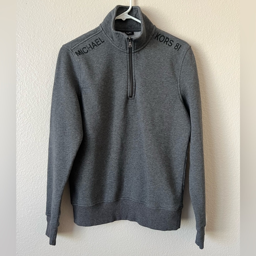 Michael Kors 81 Half Zipper Mock Neck Pullover Grey Sweater sz Small